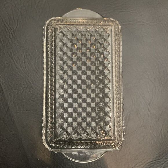 Diamond Cut Crystal Glass 10 X 5 Inches With Handles Bathroom Kitchen Bedside - Picture 4 of 5